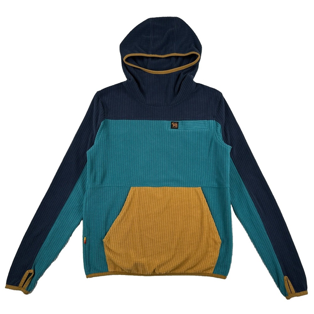 Yo Colorado Verve Grid Fleece Hoodie In Lake Unisex XS Color Block Thumb Holes